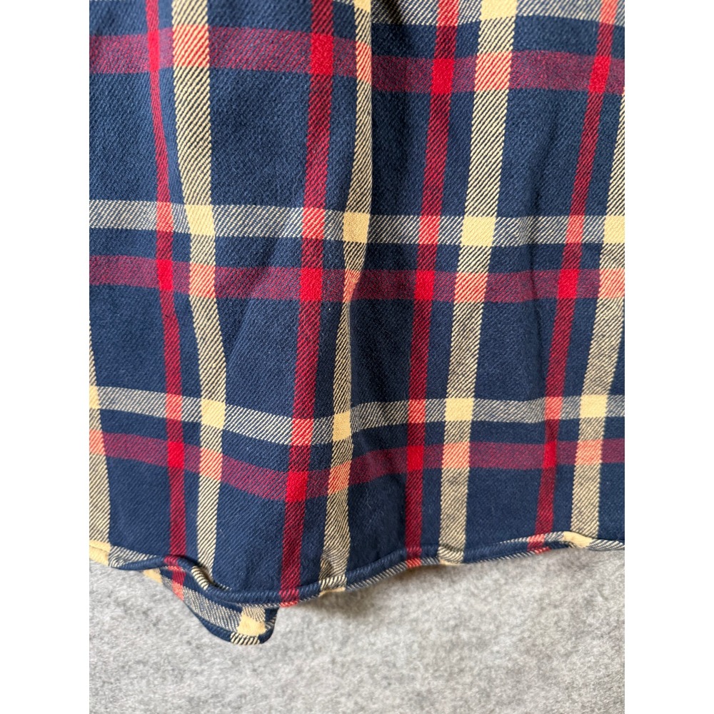 Lincoln Outfitters Mens Plaid Flannel Button Down Shirt Navy Blue Red Tan XL - Picture 2 of 10